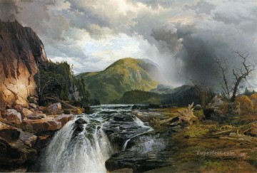 Lake Pond Waterfall Painting - The Wilds of Lake Superior landscape Thomas Moran
